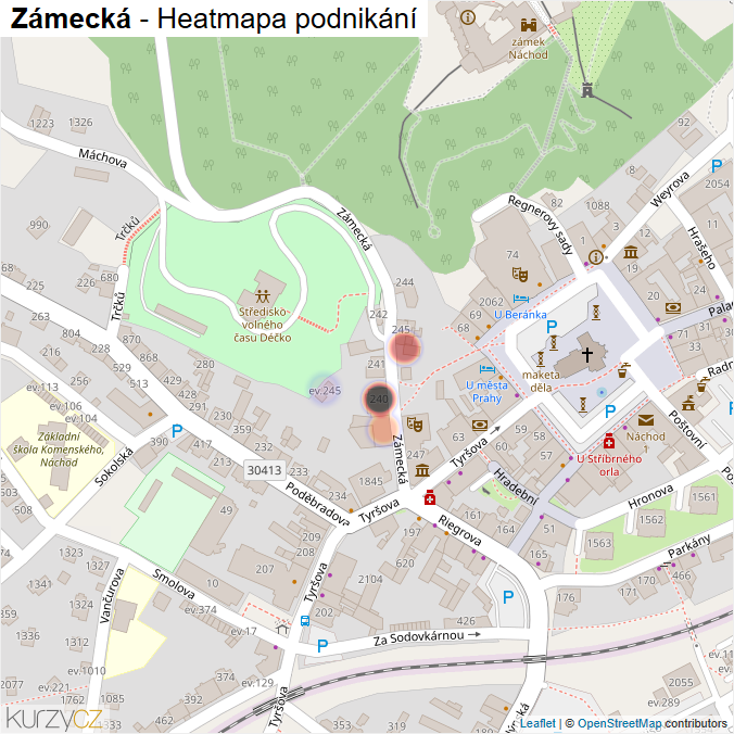 Mapa Zámecká - Firmy v ulici.