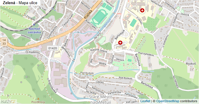 Zelená - mapa ulice