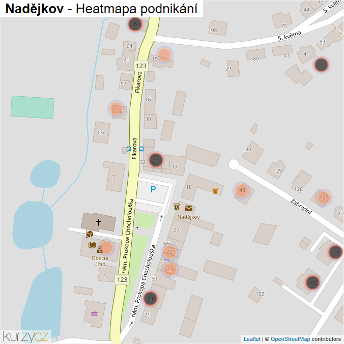 Mapa Nadějkov - Firmy v obci.