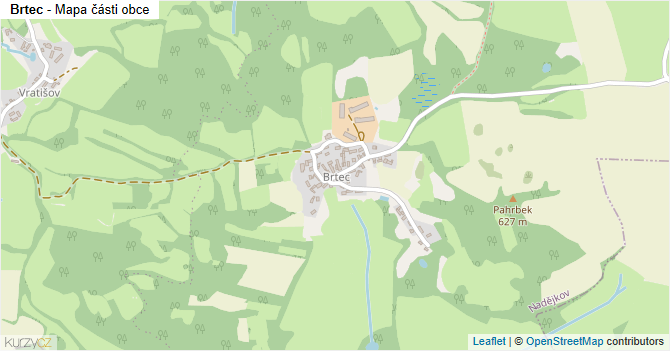 Brtec - mapa části obce