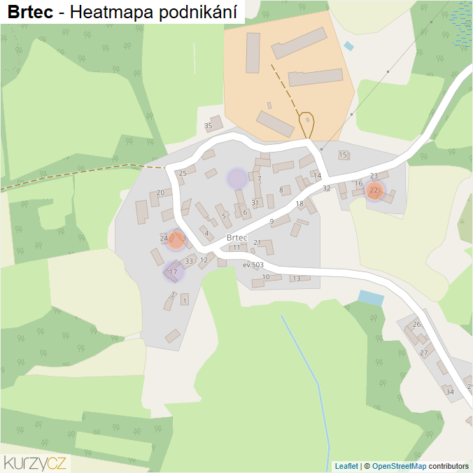 Mapa Brtec - Firmy v části obce.
