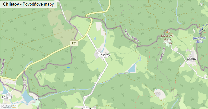 Chlístov - záplavové mapy stoleté vody