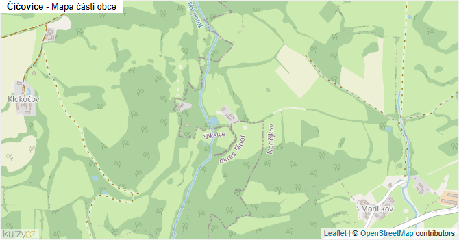 Číčovice - mapa části obce