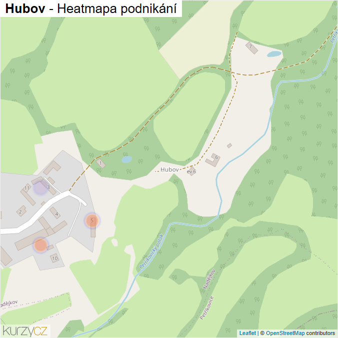 Mapa Hubov - Firmy v části obce.