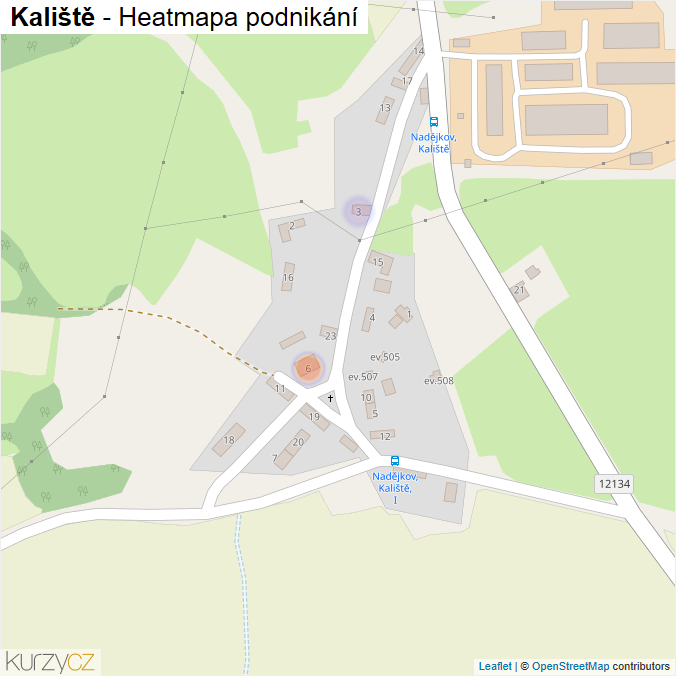 Mapa Kaliště - Firmy v části obce.