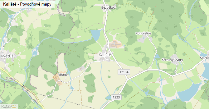 Kaliště - záplavové mapy stoleté vody
