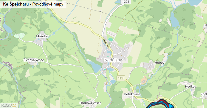 Ke Špejcharu - záplavové mapy stoleté vody