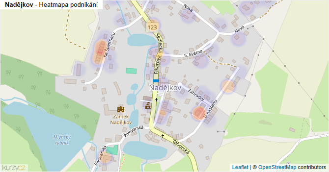 Nadějkov - mapa podnikání