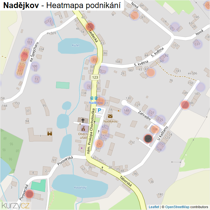 Mapa Nadějkov - Firmy v části obce.