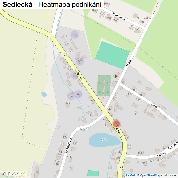 Mapa Sedlecká - Firmy v ulici.