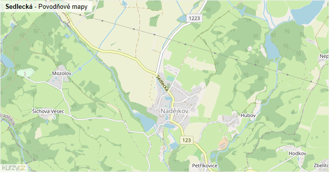 Sedlecká - záplavové mapy stoleté vody