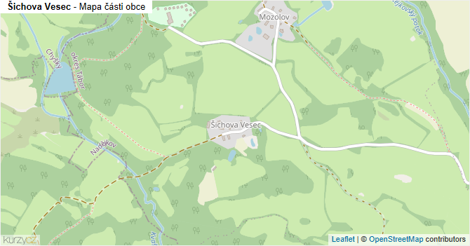 Šichova Vesec - mapa části obce
