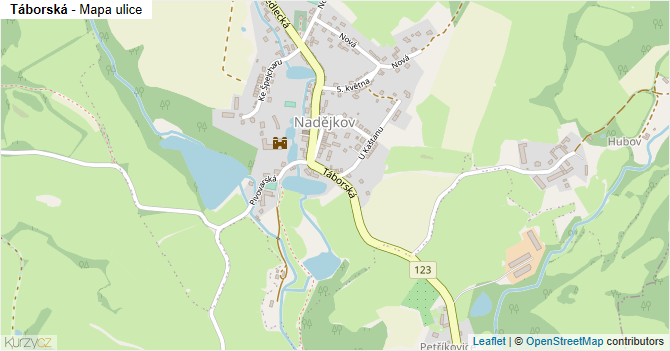 Táborská - mapa ulice