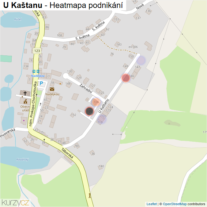 Mapa U Kaštanu - Firmy v ulici.