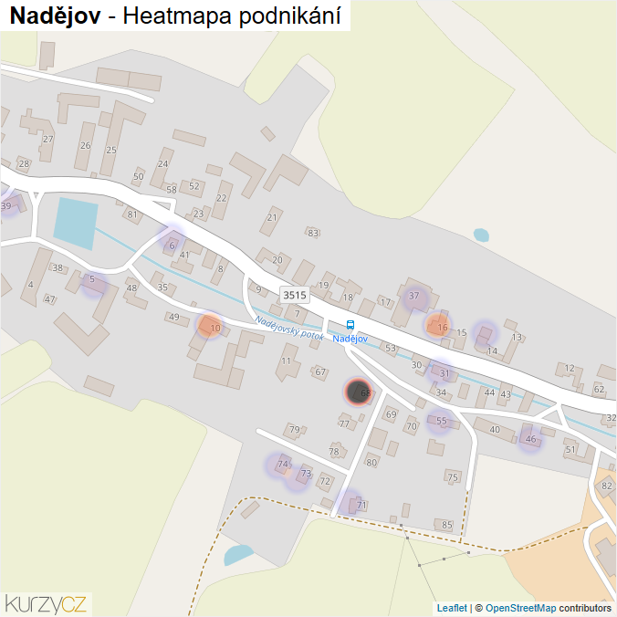 Mapa Nadějov - Firmy v části obce.