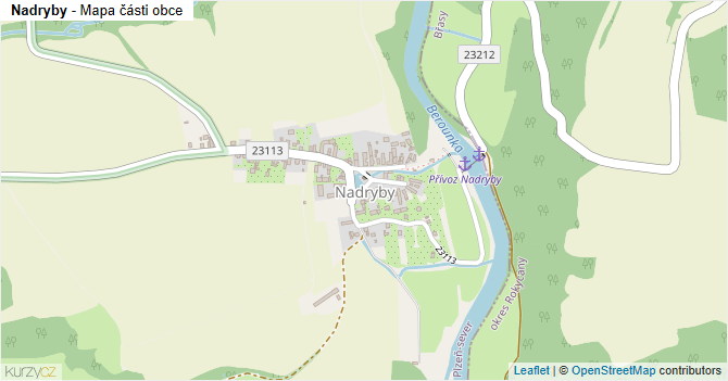 Nadryby - mapa části obce