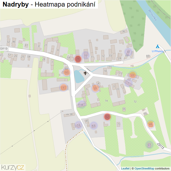 Mapa Nadryby - Firmy v části obce.