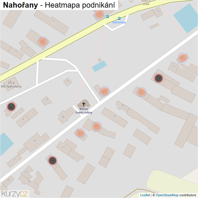 Mapa Nahořany - Firmy v obci.