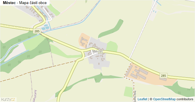 Městec - mapa části obce