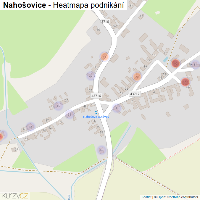 Mapa Nahošovice - Firmy v části obce.