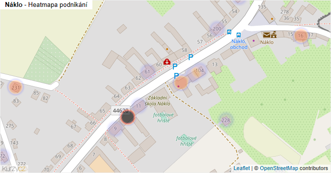 Náklo - mapa podnikání