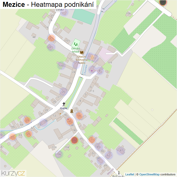 Mapa Mezice - Firmy v části obce.