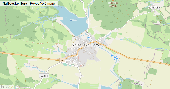 Nalžovské Hory - záplavové mapy stoleté vody