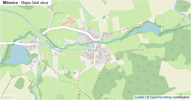Miřenice - mapa části obce