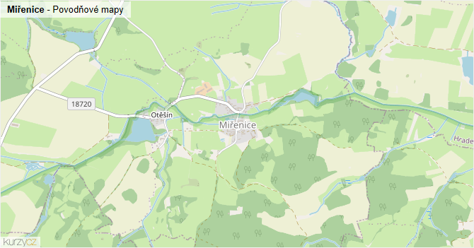 Miřenice - záplavové mapy stoleté vody