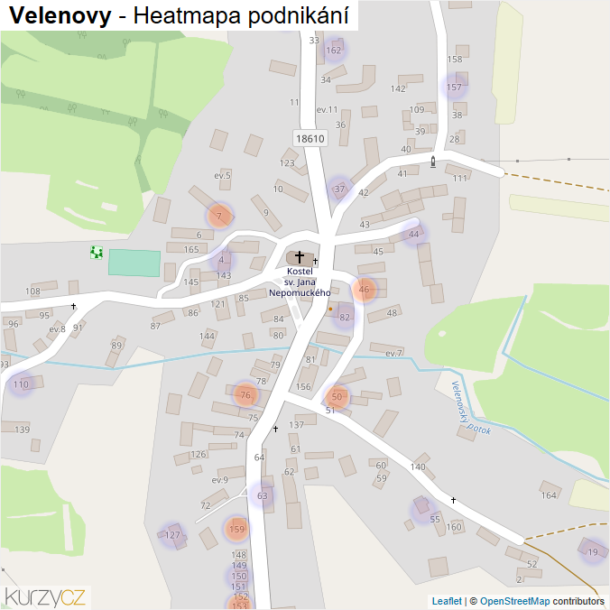 Mapa Velenovy - Firmy v části obce.