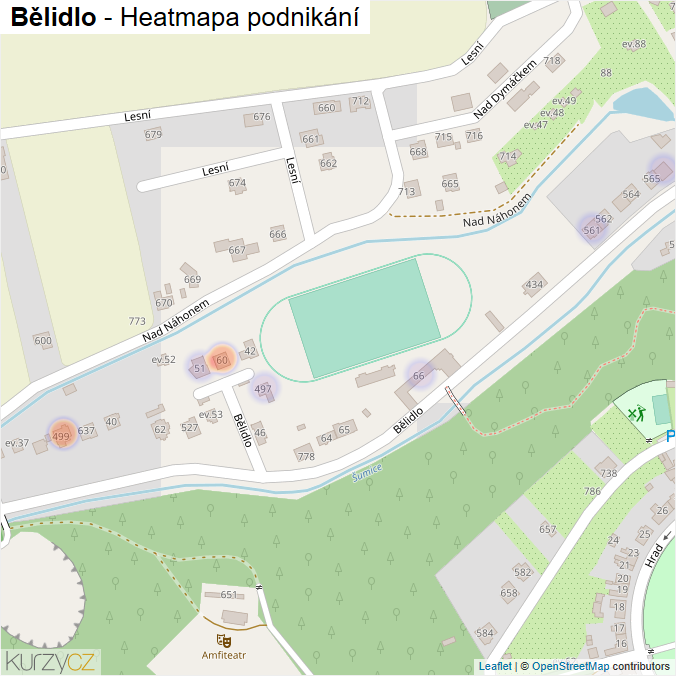 Mapa Bělidlo - Firmy v ulici.