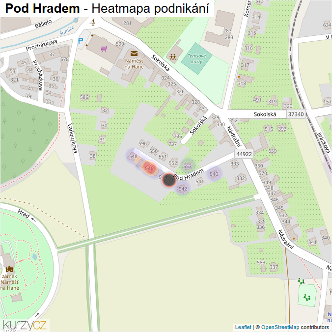 Mapa Pod Hradem - Firmy v ulici.