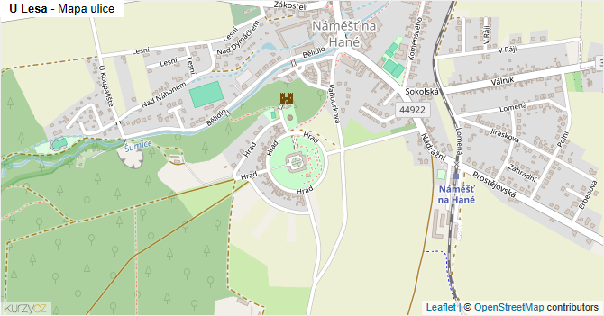 U Lesa - mapa ulice