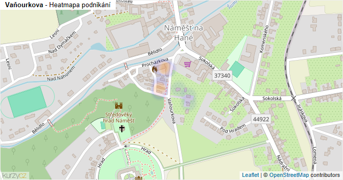 Vaňourkova - mapa podnikání