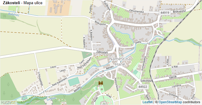 Zákostelí - mapa ulice