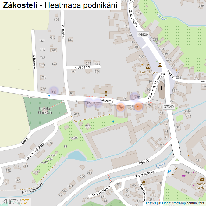 Mapa Zákostelí - Firmy v ulici.