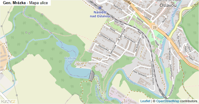Gen. Mrázka - mapa ulice