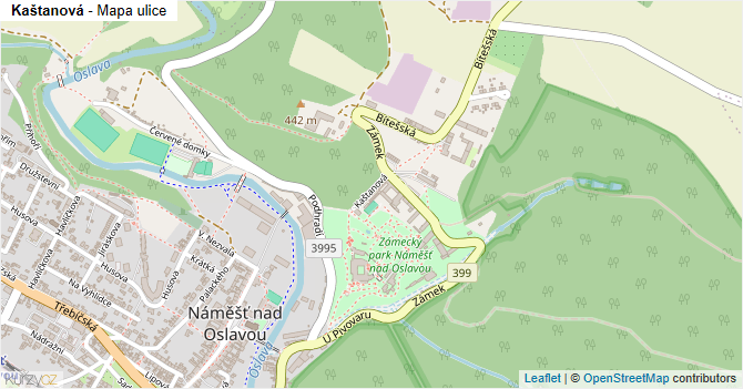 Kaštanová - mapa ulice