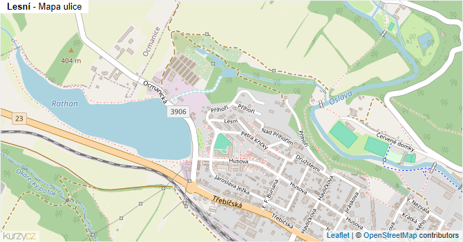 Lesní - mapa ulice