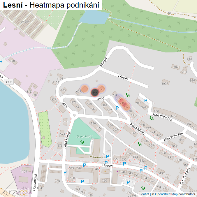Mapa Lesní - Firmy v ulici.