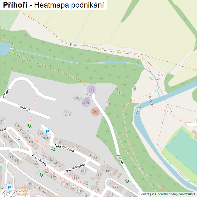 Mapa Příhoří - Firmy v ulici.