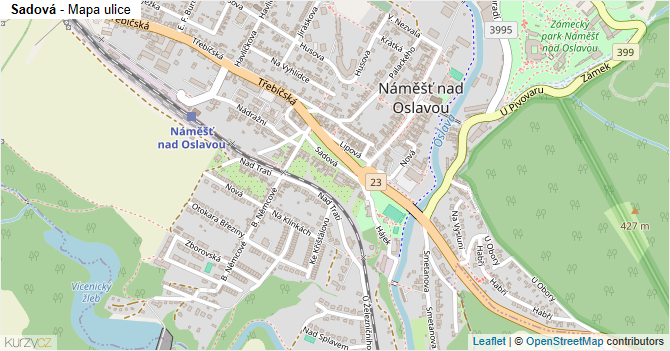 Sadová - mapa ulice