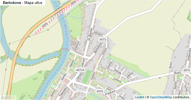 Bartošova - mapa ulice