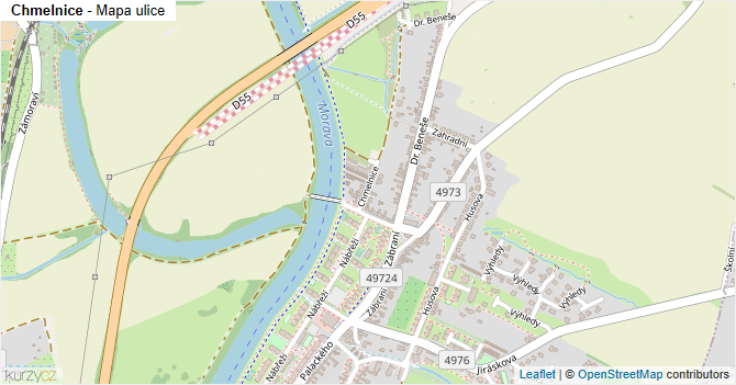Chmelnice - mapa ulice