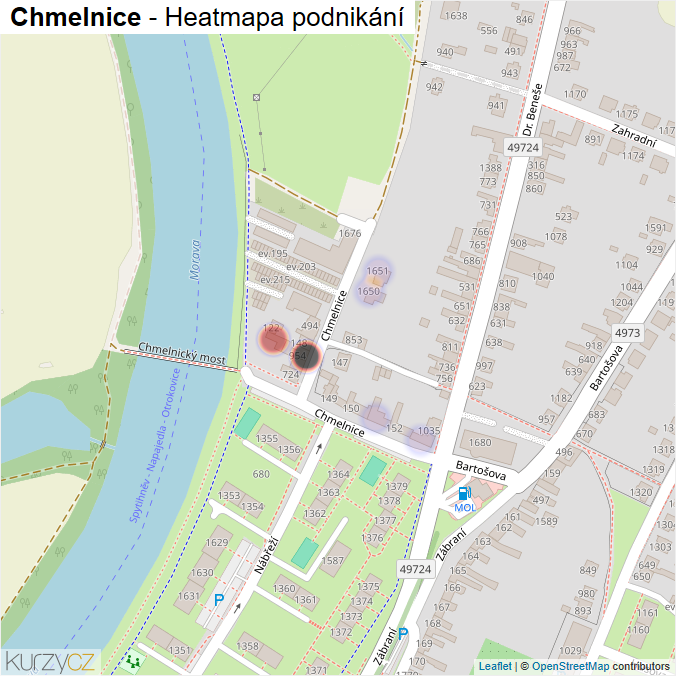 Mapa Chmelnice - Firmy v ulici.