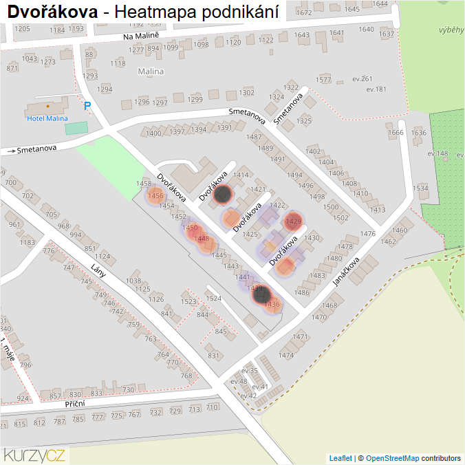 Mapa Dvořákova - Firmy v ulici.