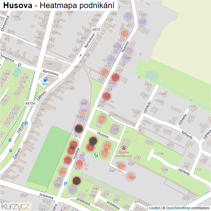 Mapa Husova - Firmy v ulici.