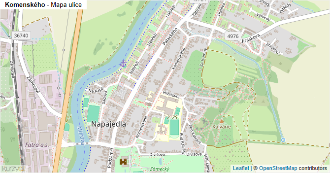 Komenského - mapa ulice