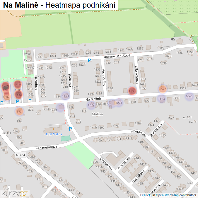 Mapa Na Malině - Firmy v ulici.