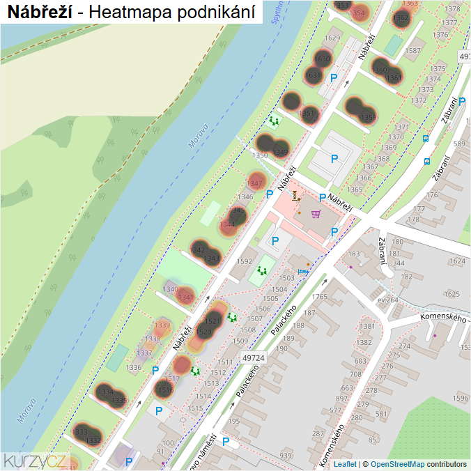 Mapa Nábřeží - Firmy v ulici.